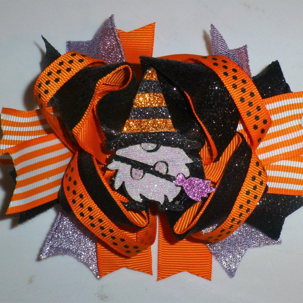 Halloween Gnome Girls 5-Inch Hair Bow Clip